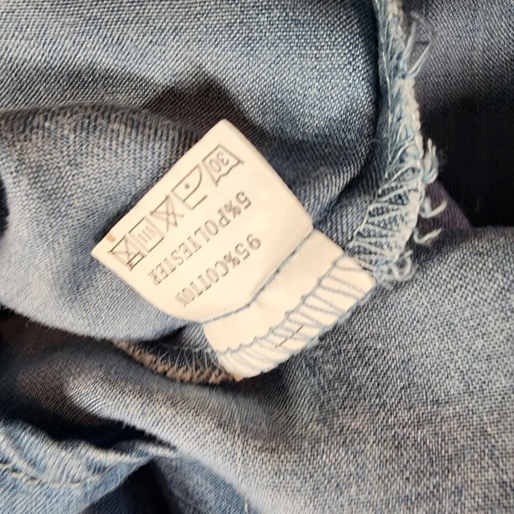 NWT ZILCREMO Blue Chambray Button Down Denim Shirt Dress Short Sleeve Medium - Picture 5 of 12